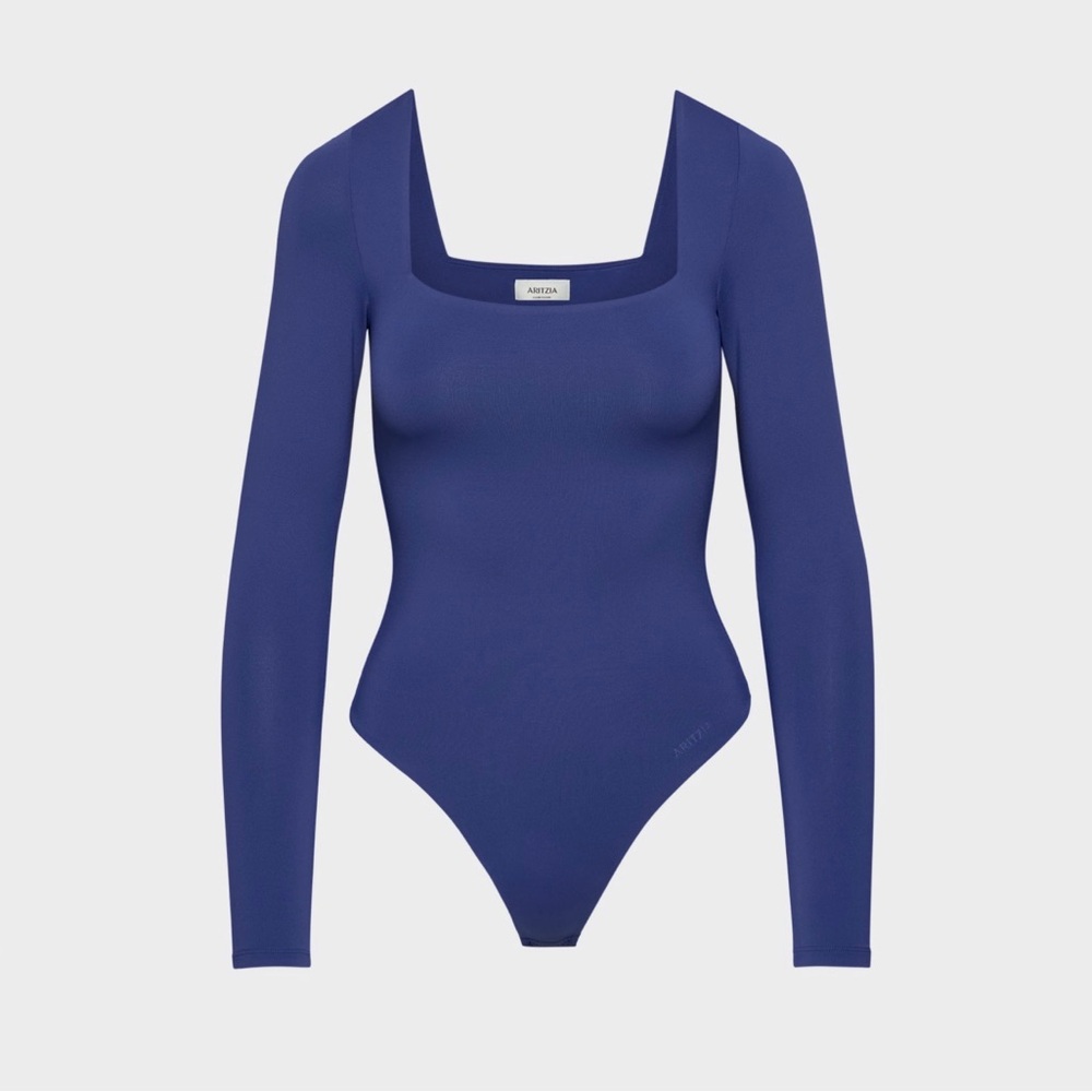 Babaton Blue Long-Sleeve Square-Neck Kids One-Piece